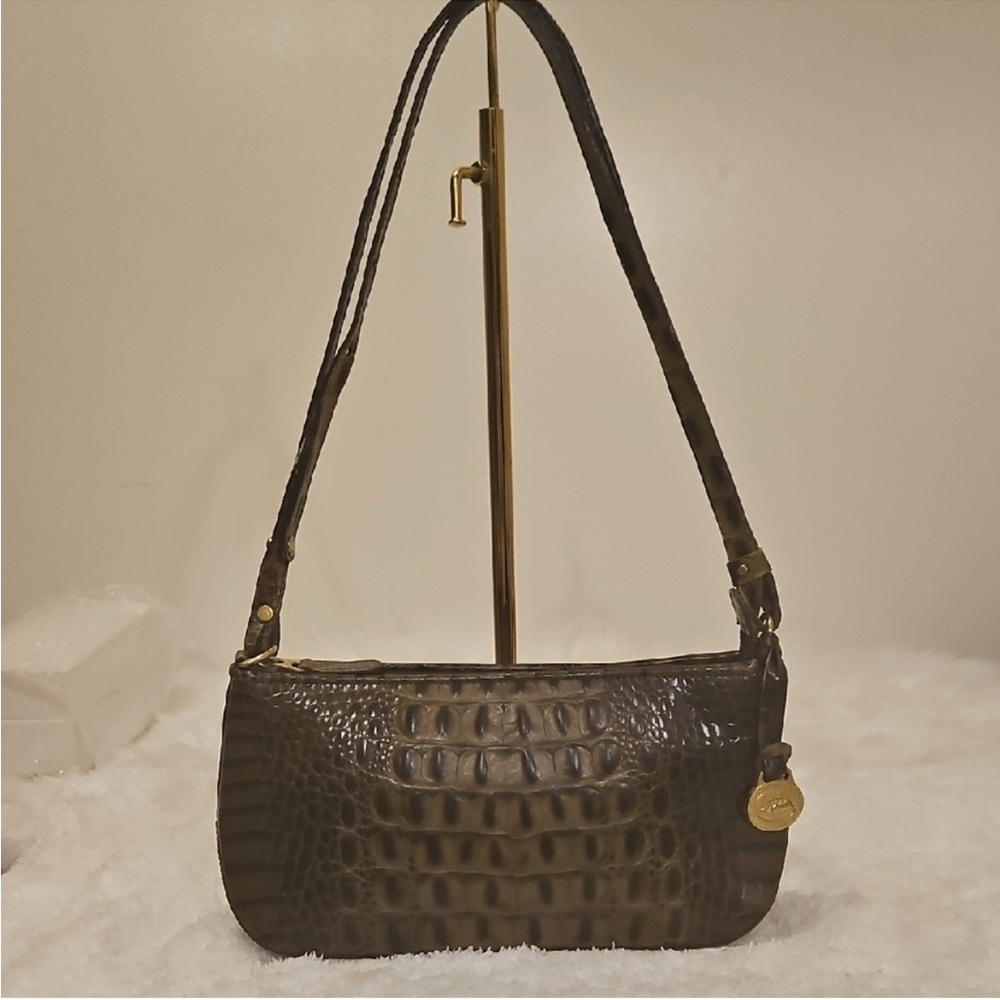 NWOT, Brahmin Crocodile Embossed Shoulder/Crossbody Brown Bag